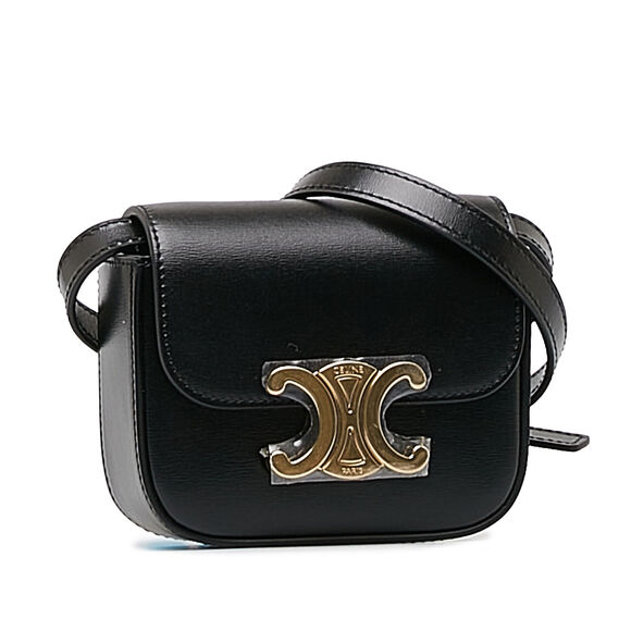 Auth Celine Mini Triomphe Black Calf #146749C15B - Picture 2 of 10